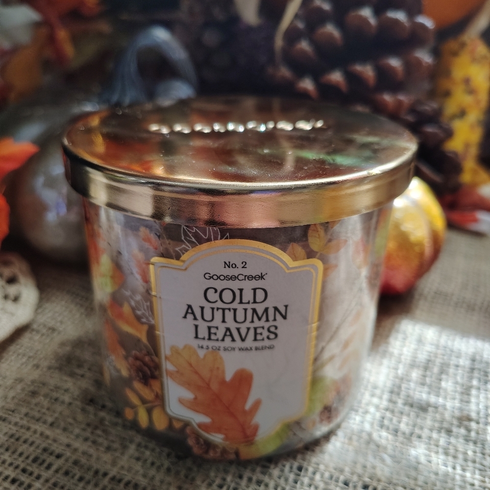 🕯️GooseCreek  Cold Autumn Leaves 3 Wick Soy Wax Blend 14.5oz Candle